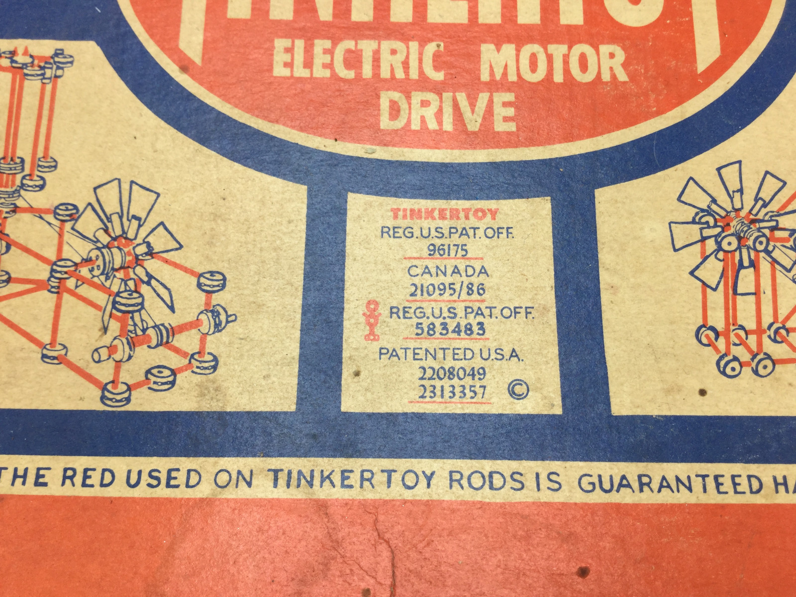 Original Vintage MASTER TINKERTOY electric motor drive BOX & INSTRUCTIONS ONLY