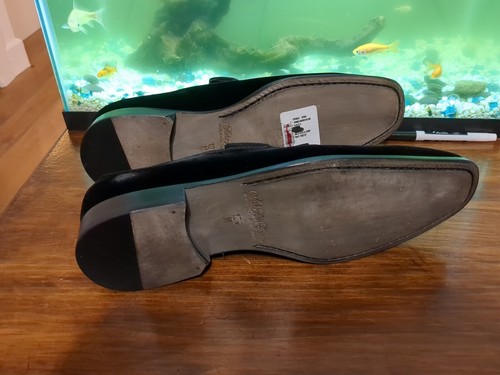 Pre-owned Saks Fifth Avenue $398 Saks Fifth Ave Velvet Tuxedo Loafers Size 10.5 In Black