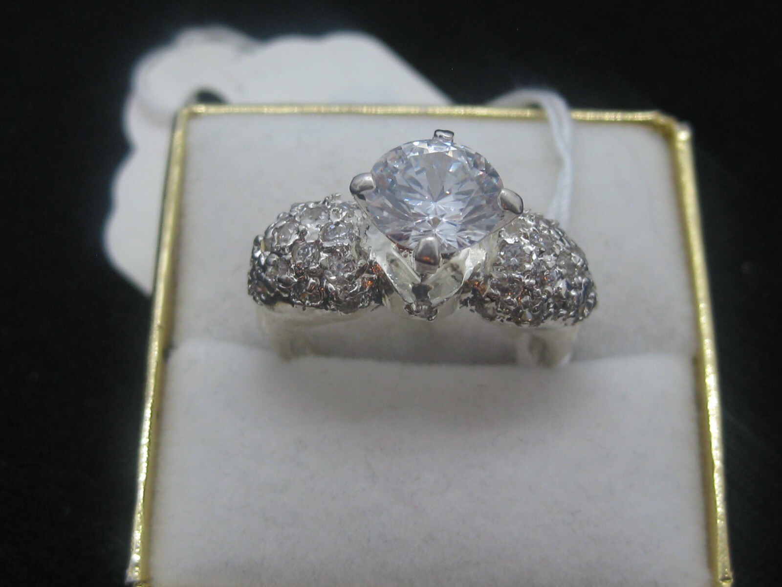 SP Lind Silver Plated Cubic Zirconia Ring Size 7 Huge