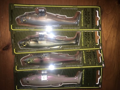 MEGABASS MAG DRAFT=6''=1-1/4oz===LOT OF 4 DIFFERENT COLORED FISHING LURE