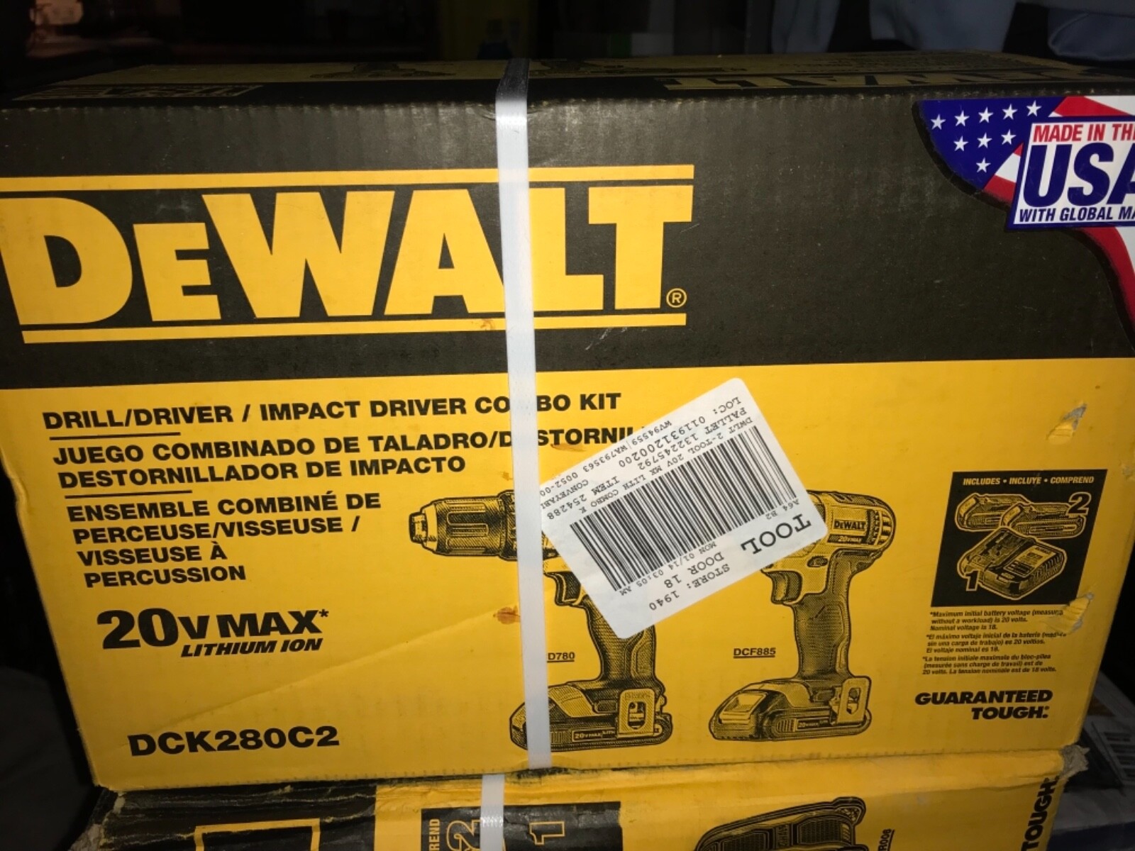 DEWALT DCK280C2 20V Cordless Drill and Impact Driver Combo Kit