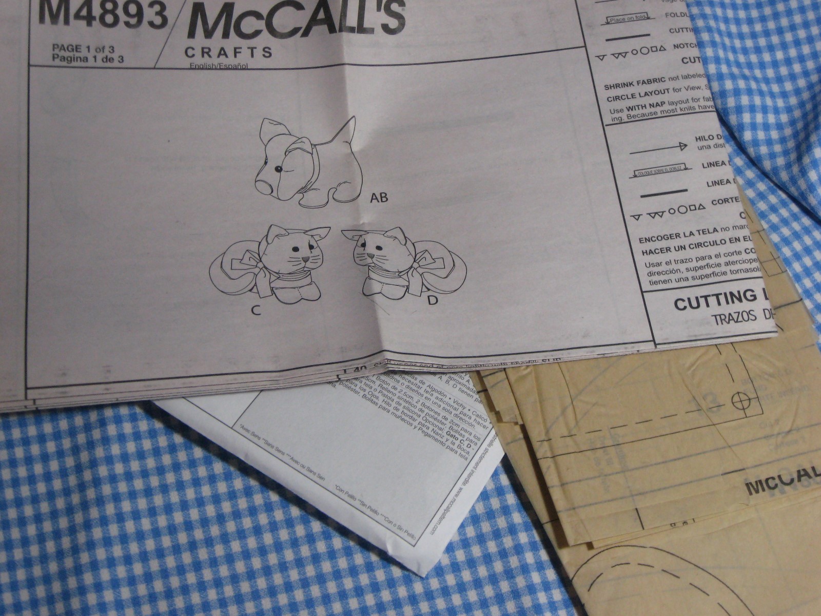 McCall's Crafts pattern M4893 by Helen Beverlin Calico Pets NEW Un-cut