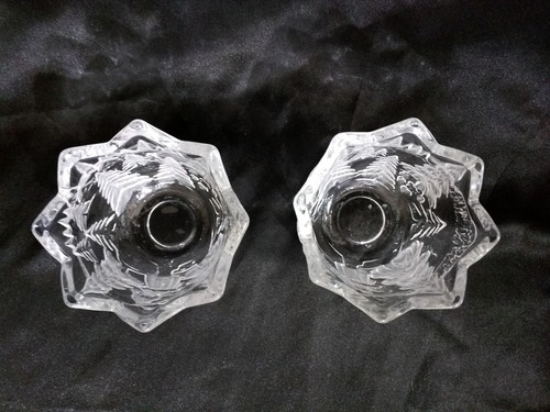 2 MIKASA HOLIDAY LANDSCAPE GIRL SNOW CANDLE HOLDER VOTIVE CANDY NUT BOWLS DISH