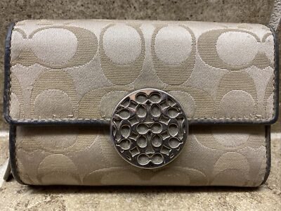 🔥Coach Signature Fabric Trifold Wallet *AS IS* Tan BEST DEAL!🔥