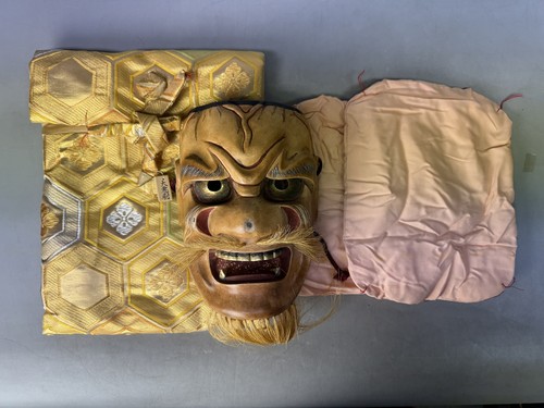 彫刻・オブジェ Wooden Noh Mask Y3600 NOH MASK Ikkaku Sennin wood carving signed Japan