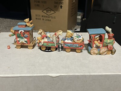 Cherished Teddies Christmas Train Set 5 Pcs Casey Toy Car Lionel Tony Colin