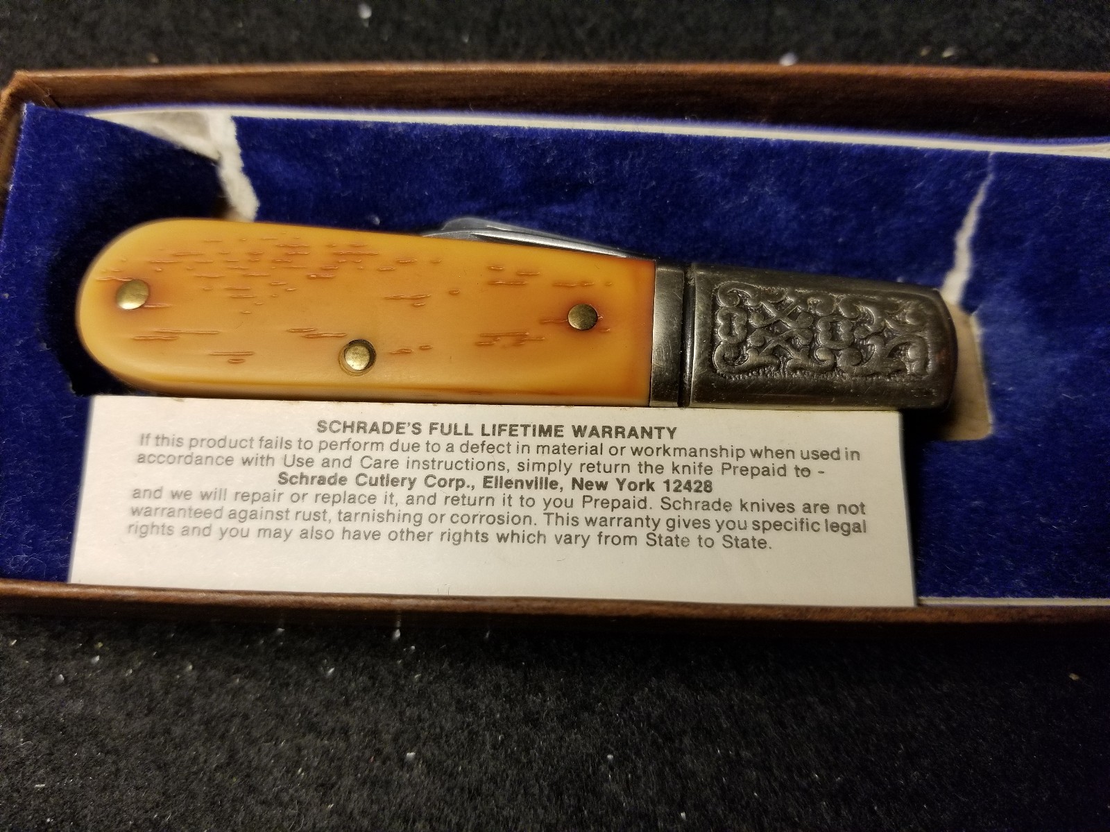 Schrade GRAND DADS BARLOW 2 BLADE 206 KNIFE SCHROLLED BOLSTERS USA
