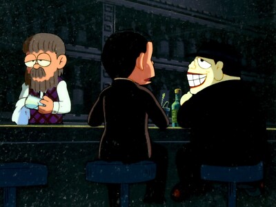 Laughing Salesman Key Master setup Original Anime Production Cel Art Doraemon