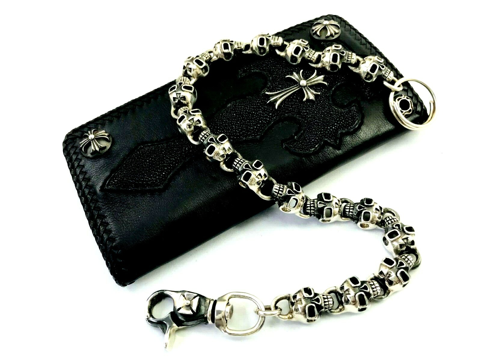 CALEE　Padlock silver wallet chain Sterling Silver Padlock Diamond Wallet Chain