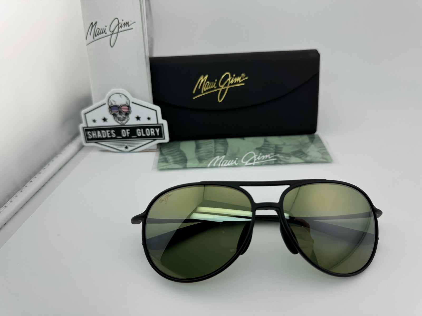 Pre-owned Maui Jim Alelele Bridge Mj 438-2m Black Maui Ht Green Polarized Sunglasses In Maui Ht Polarized