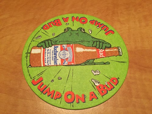 Lot Of 5 Vintage 1995 Budweiser Coasters Frogs Made In USA Jump On A BUD