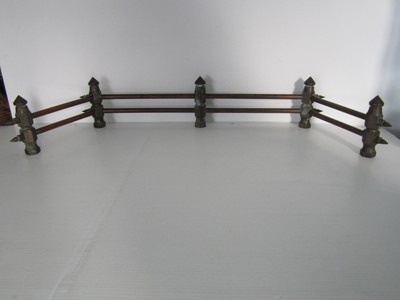 Antique / Vintage Fireplace Brass & Copper Fence Rail Bumper Andiron Grate Grill