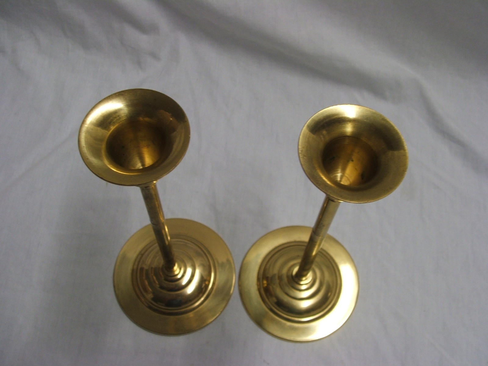 LOT OF BRASS CANDLE STICKS 3 PAIRS 6 TOTAL 11.5