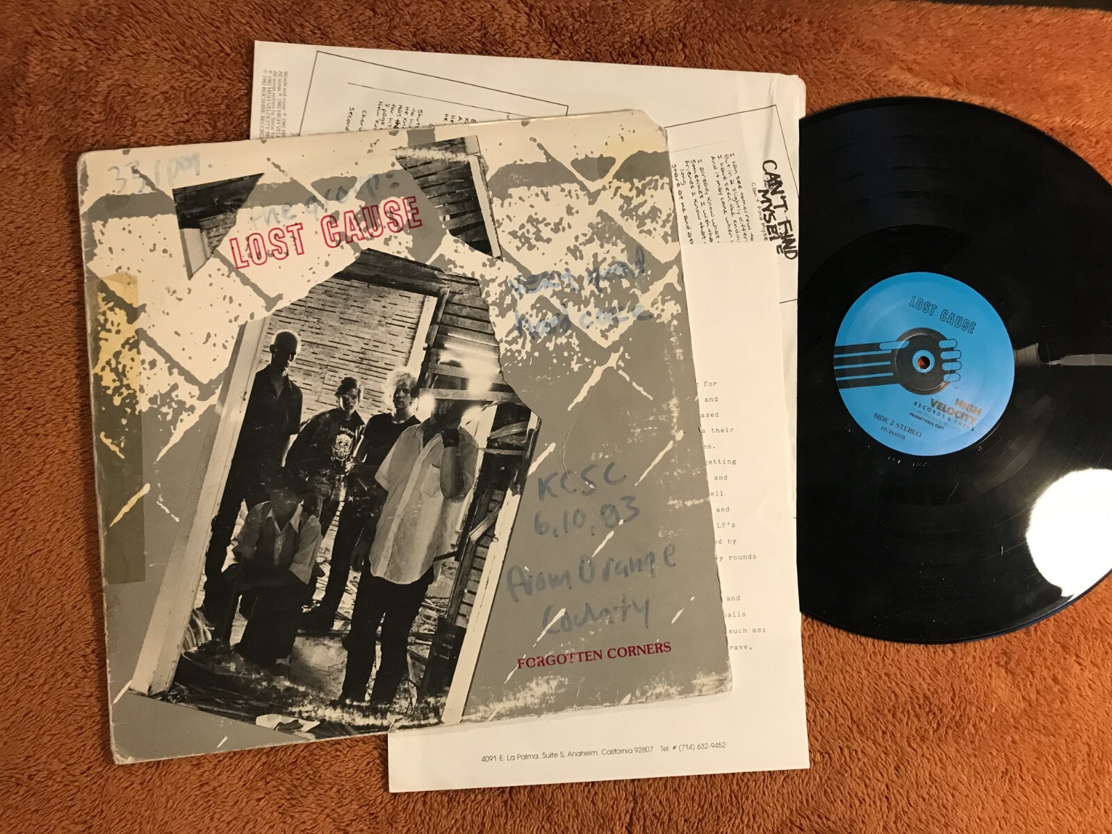 LOST CAUSE Forgotten Corners Original So Cal Punk 1982 vinyl