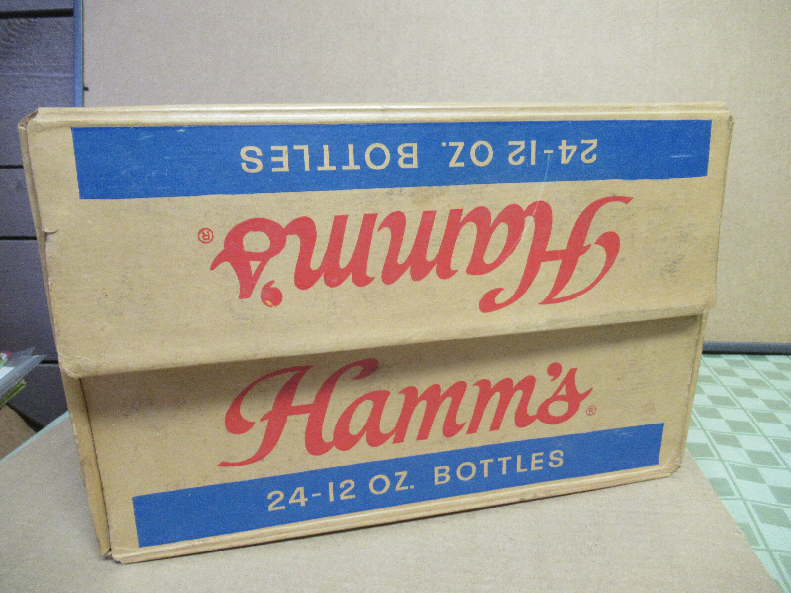 Hamms Beer Case MT 24 Bottle Size Cardboard Tote Box Shell No Bottles Great Cond