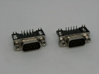 2x Serial Port Jack RS232 DB9 DR9 Male 9 Pins Male 90 Degrees Data Connection