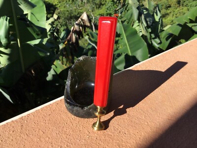 Vintage Cherry Red Bakelite Custom Tobacco Pipe Tamper Art Deco Design 