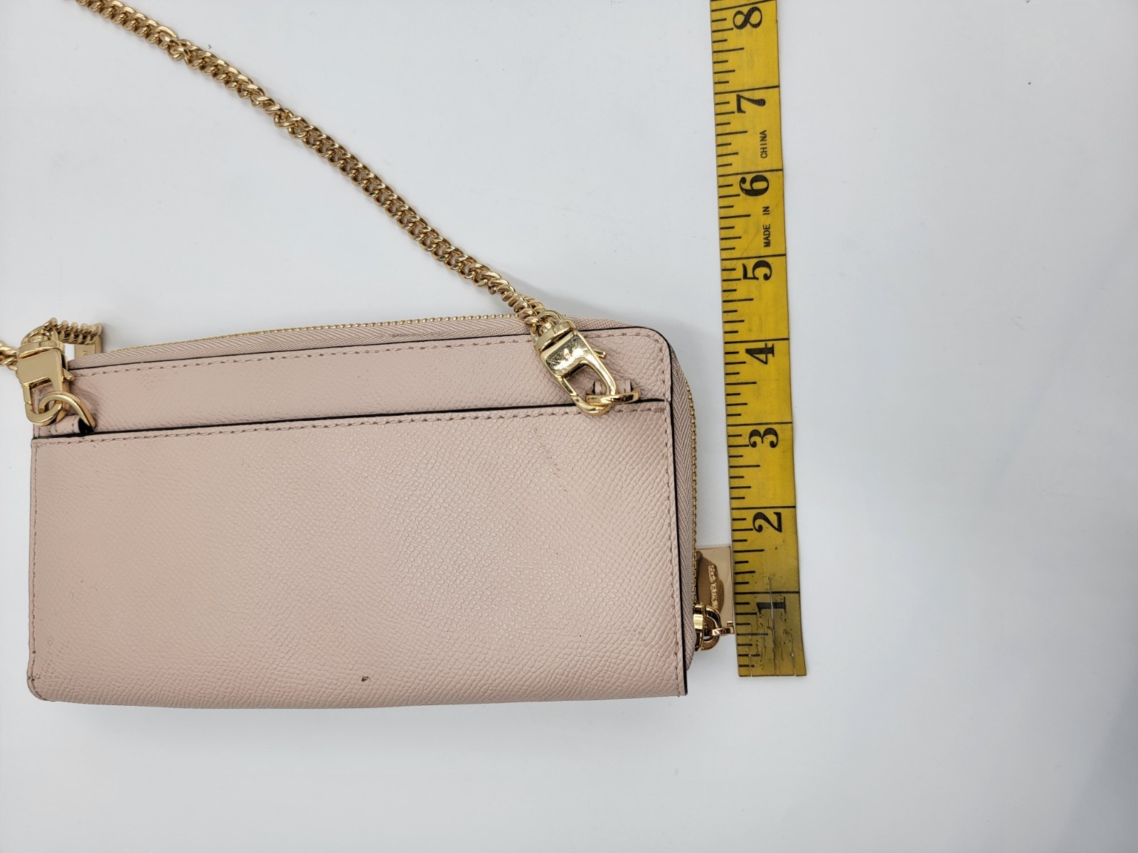 Michael Kors Convertible Leather Small Wallet On A Chain Women's Pink Zip Around - Picture 12 of 13