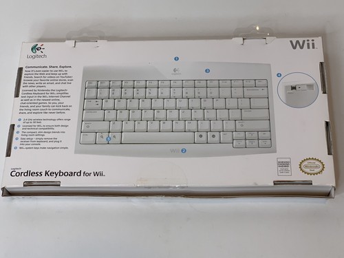 Logitech Wii and Wii U Keyboard Wireless Cordless Complete in Box