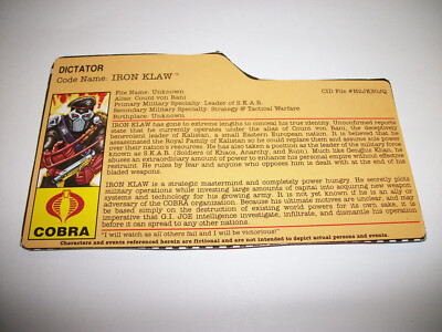 GI Joe 25th Club/Convention Exclusive FSS File Card IRON KLAW