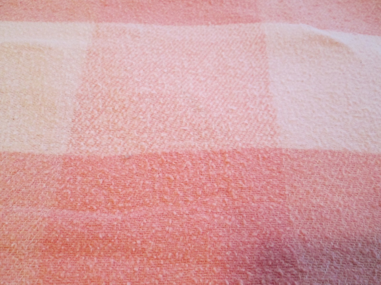 Well Loved Camp Style Pink Plaid Flannel Blanket Twin Full Size Vintage