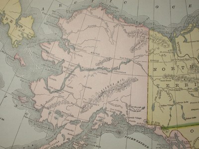 1889 ALASKA ANTIQUE MAP Geo CRAM Atlas 11 x 14 Original