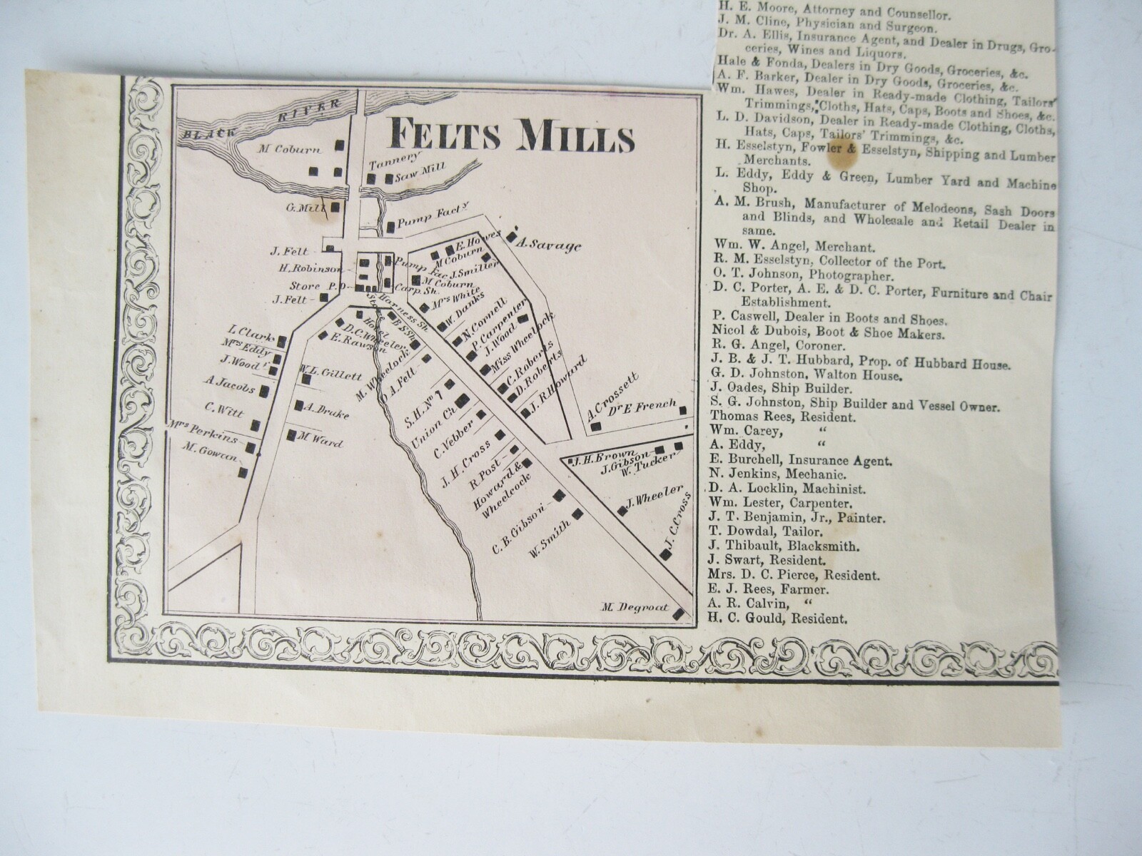 Vintage 1864 Map – Sterlingville, Black River, Felts Mills in Oneida County, NY