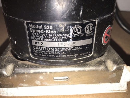 Porter Cable 330 Type 2 Speed Bloc 1/4 Sheet Sander