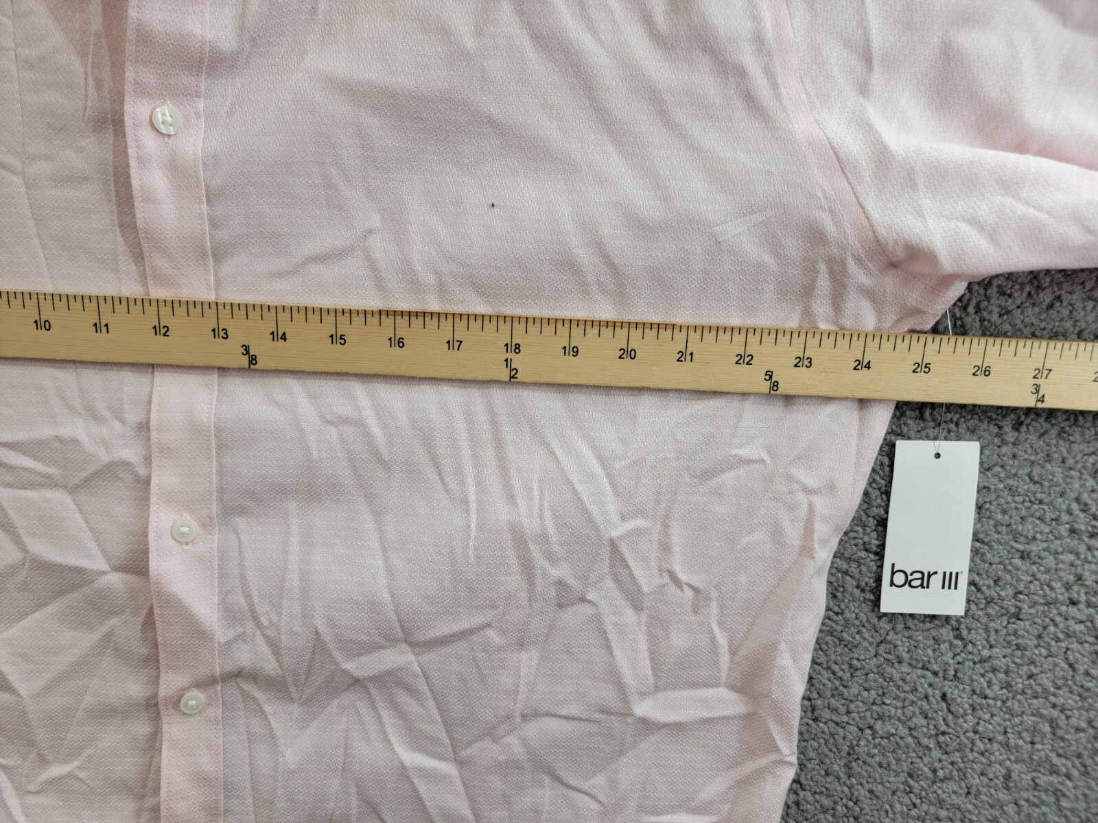 Bar III Slim-Fit Stretch Diamond Dobby Dress Shirt Men's XL 17-17.5 Pink L/S - Picture 6 of 19