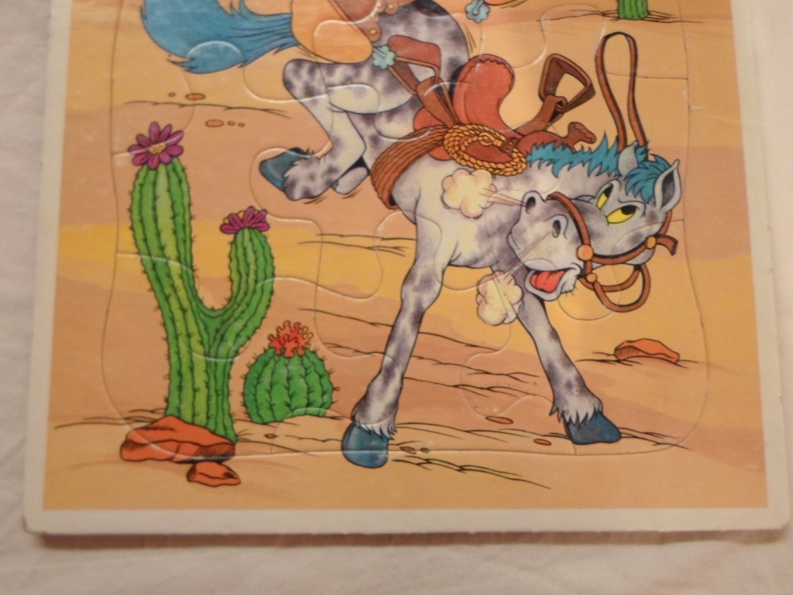 Complete ! Donald Duck Cowboy Frame Tray 12 Piece Puzzle Western Horse 4510H-50
