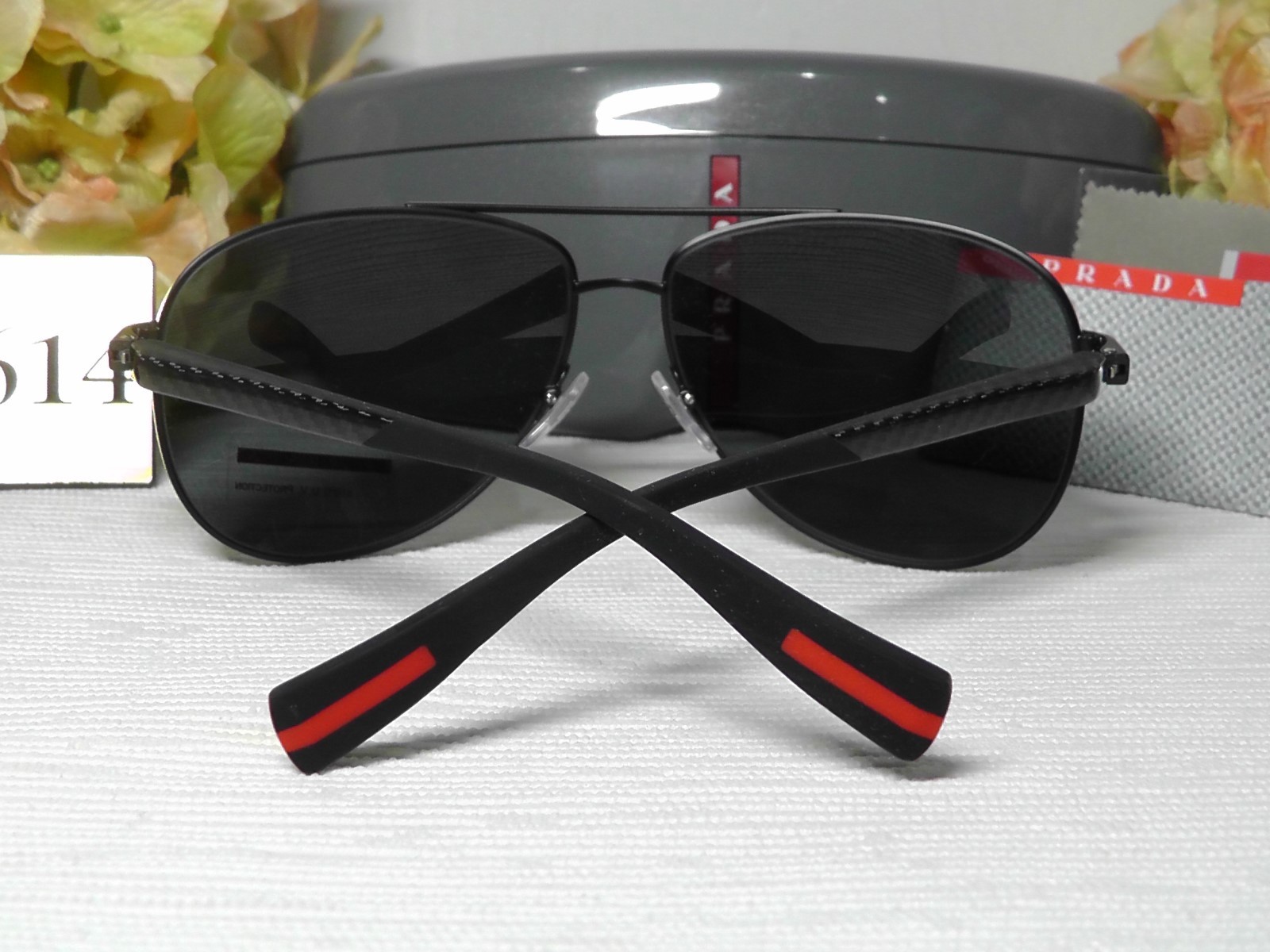 Pre-owned Prada Ps 51os Aviator Black Frame Smoke Lens Sunglasses 62 14 135italynib In Gray