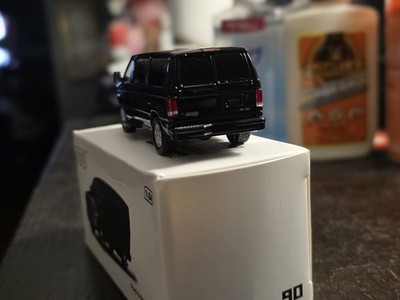 596 1/64 Ford E350 Matte Black Van Truck Model Diecast Car
