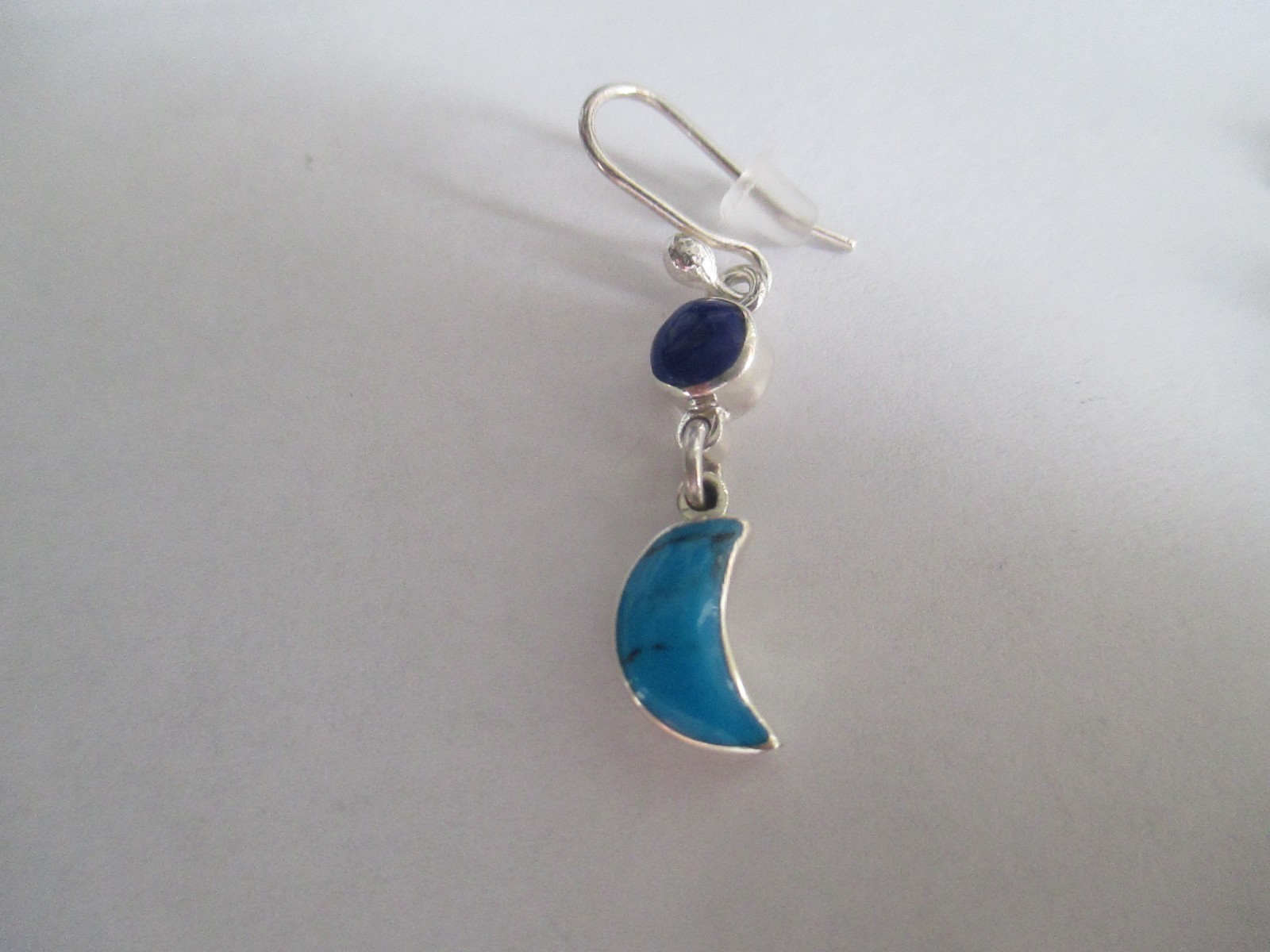 Half Moon Style Pendant/Earrings..STERLING SILVER.assimilated stones..New..Taxco