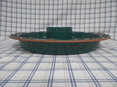 Frankoma Chip & Dip Serving Tray Set Teal Green Eagle Hawk Pattern Terra Cotta