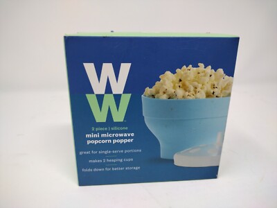 Weight Watchers Mini Silicone Microwave Popcorn popper WW Light Blue New in Box