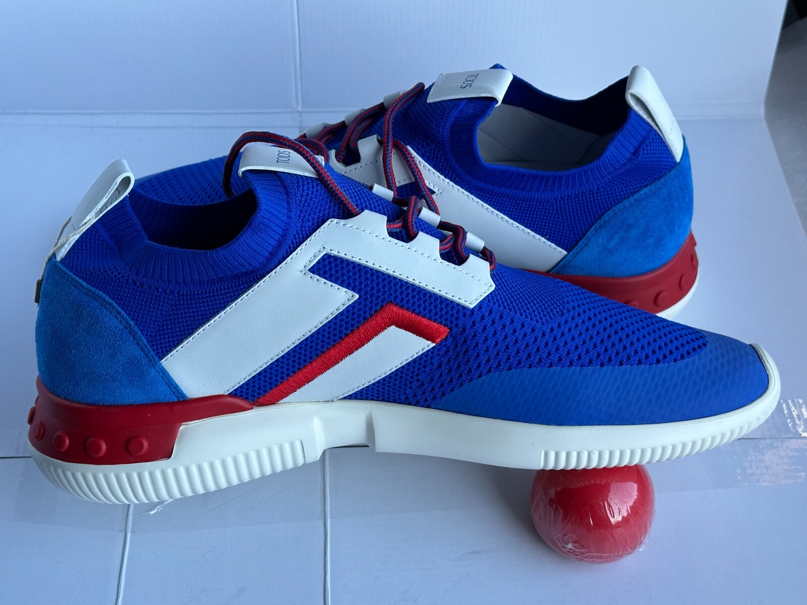 Pre-owned Tod's $875.00  No_code Men's Knit Tech Fabric & Leather Sneakers Size 10us/43eu In Multicolor