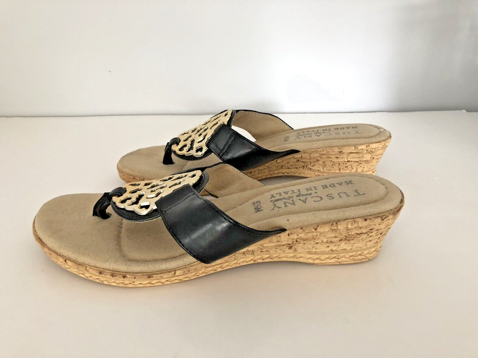 Tuscany Easy Street Womens Size 5.5 M Natural Wedge Slide Sandals
