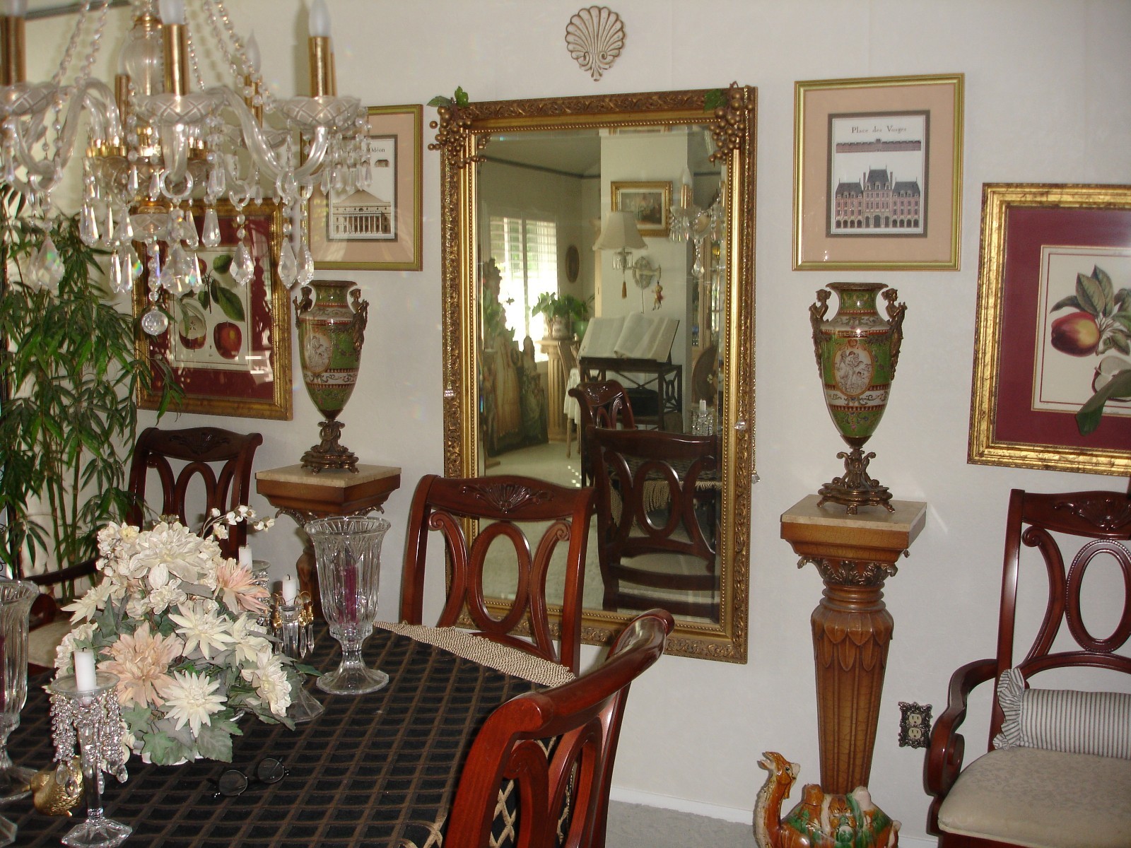 Pair of French Porcelain and Brass Urns