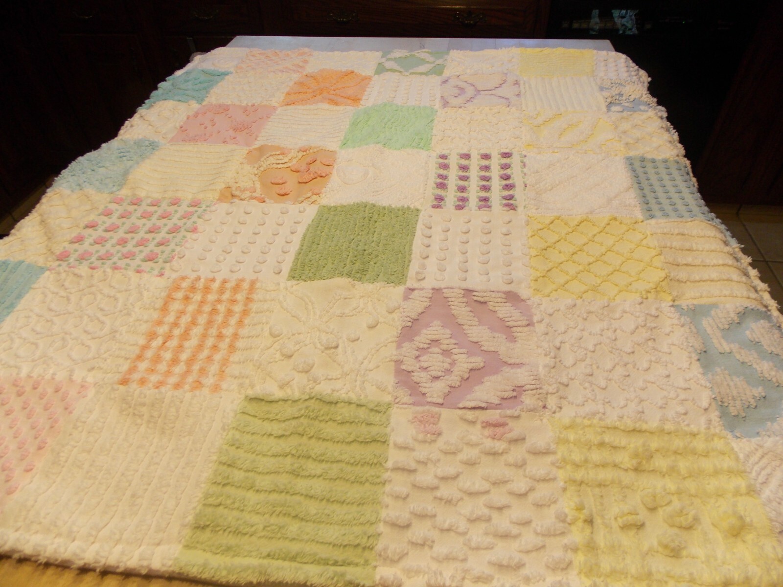 Handmade Baby Blanket From Vintage Chenille Bedspread Fabric