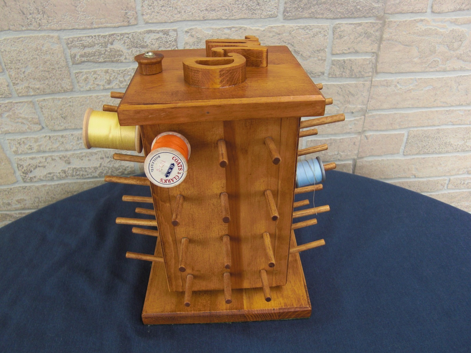 Vintage Revolving 48 Thread Spool Holder With Storage Compartment & Thread VNC