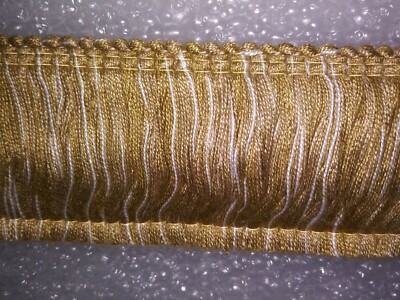 6 yards BRUSH FRINGE 2'' - BEIGE/GOLD/WHITE - Upholstery Drapery Fabric Trim 