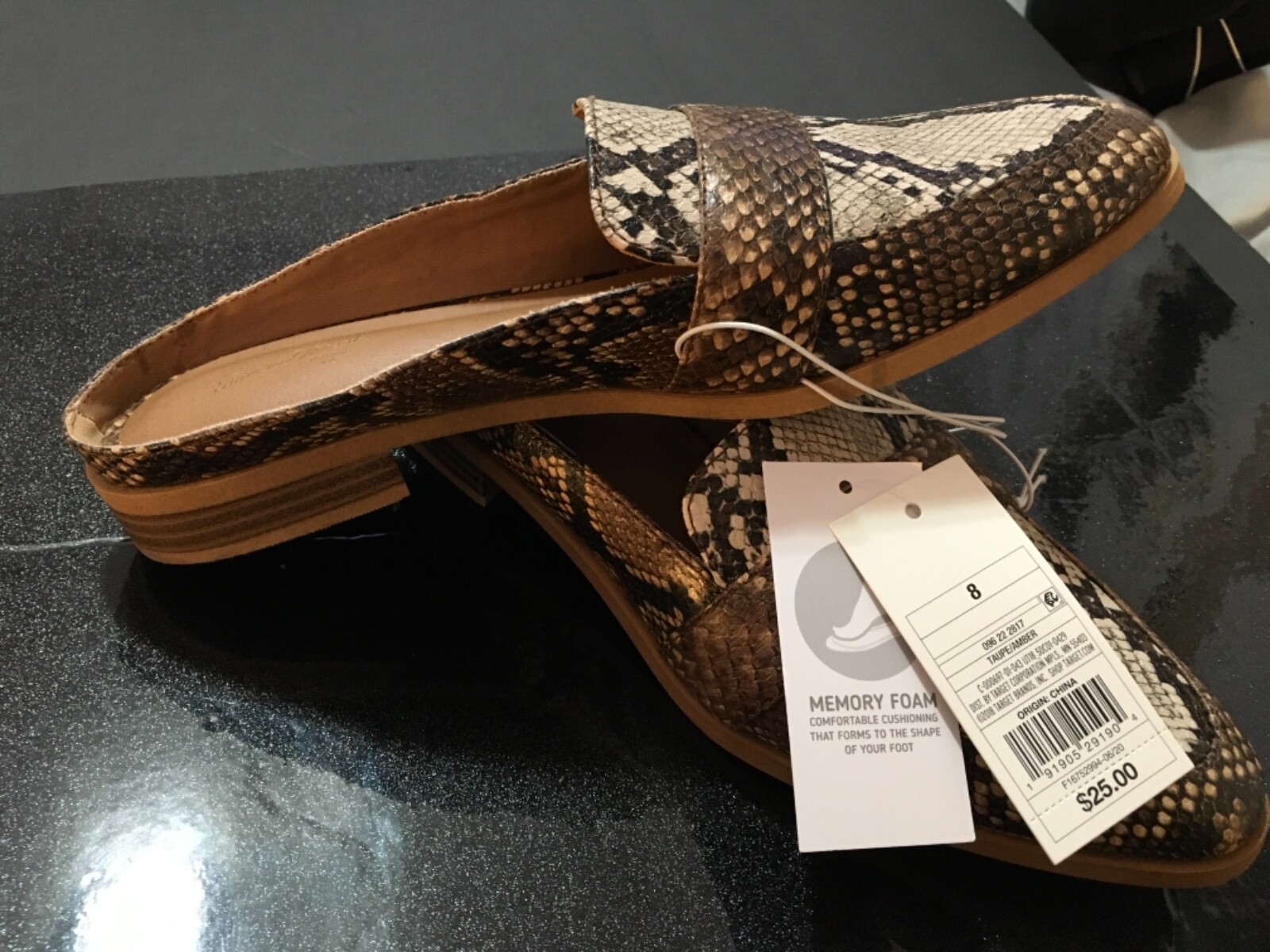 Target: Universal Thread Amber Snake Print Mule Sandals Women’s Faux Leather NWT