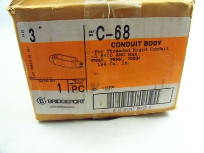 1 Bridgeport C-68 3'' C-Type Rigid Conduit Body Malleable