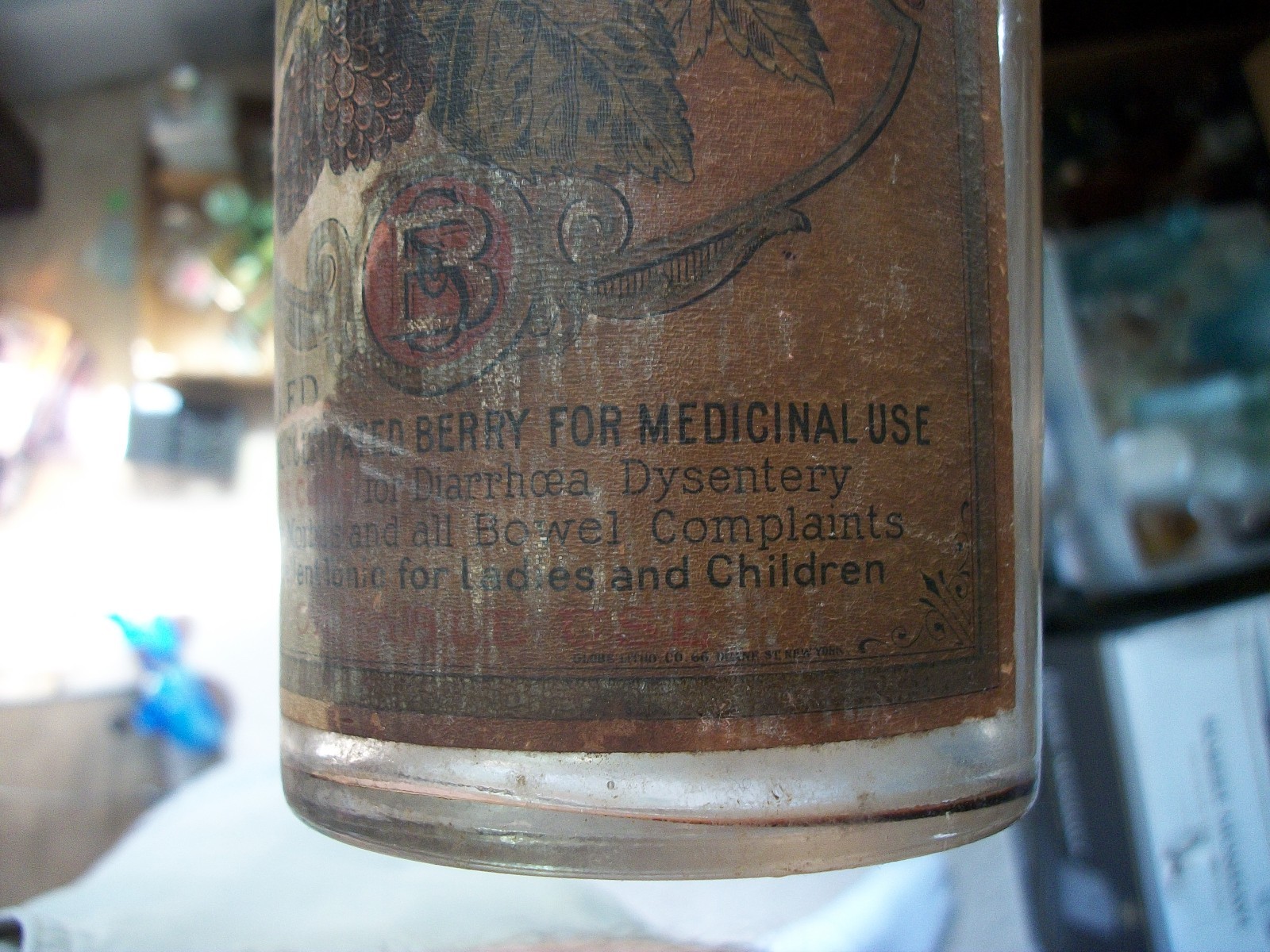 LABELED DR. HUMPHREY'S BLACKBERRY BRANDY SURE CURE FOR DIARRHOEA CHOLERA