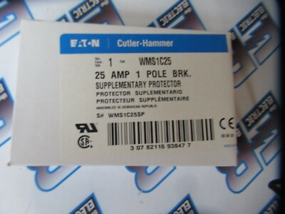 Eaton WMS1C25, (1) 25 Amp, 240 Volt, 1P, Supplementary Protector Breaker- NEW-B