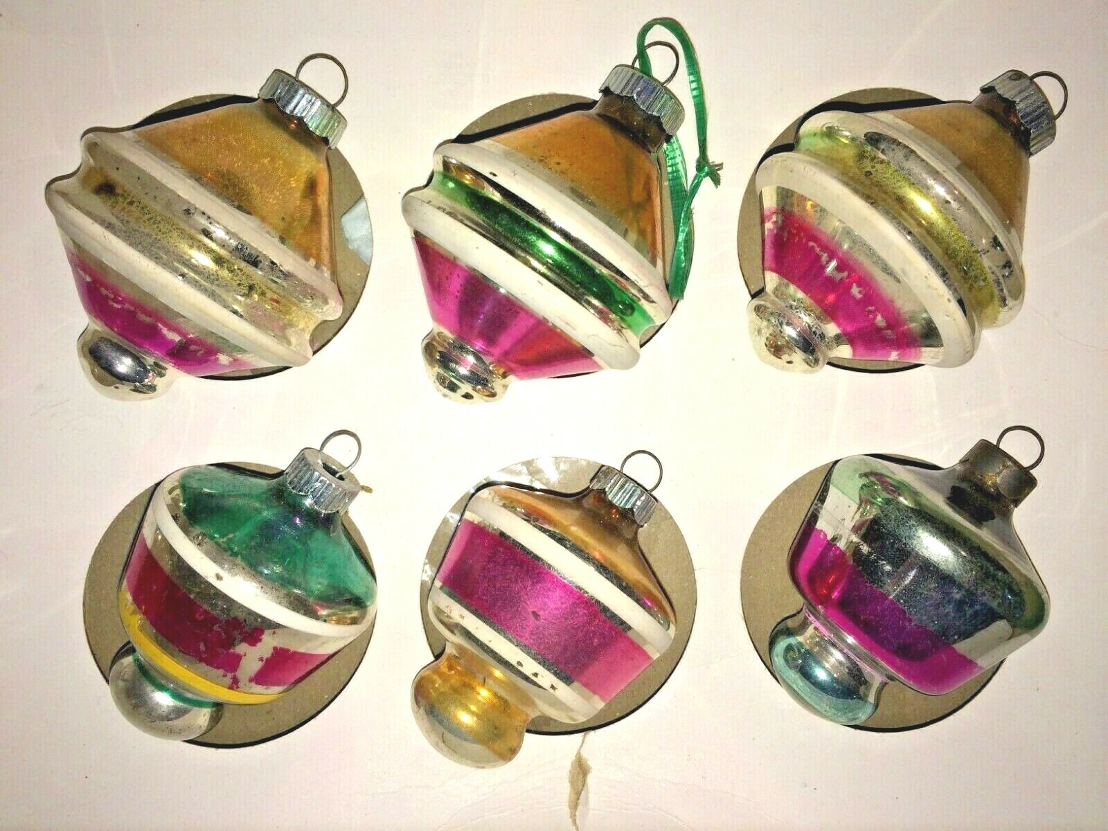 Vintage Shiny Brite UFO Glass Pastel Pink Ornaments