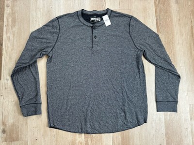 NWT NEW AMERICAN EAGLE CHARCOAL GRAY LONG SLEEVE COMFORTABLE HENLEY MENS LARGE
