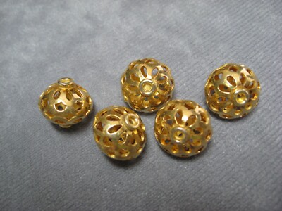 Gold-Filled Rondelle with Open Design  5 Loose beads   13 x 14mm   Rondelle