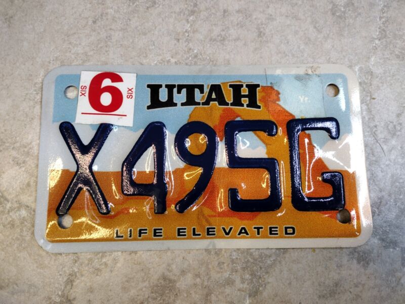 Utah Motorcycle License Plate Arches Life Elevated X49SG