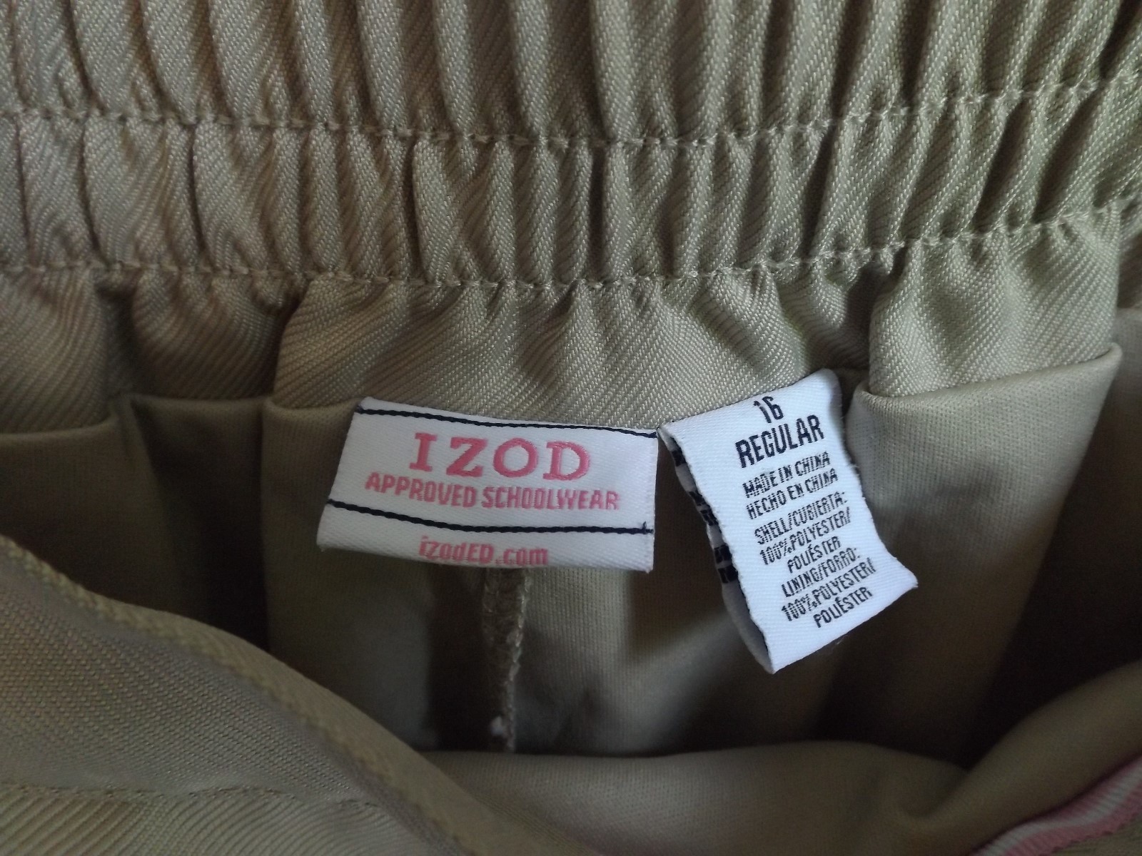 Izod Approved Schoolwear 16R khaki polyester pleat front uniform skort EUC